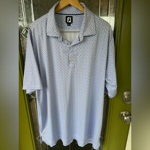 Footjoy 2XL Floral Lisle white Purple Lavender Short Sleeve Golf Shirt